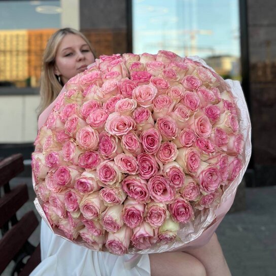 Монобукет №172 из 101 крупной розы Эсперанса Фото 2