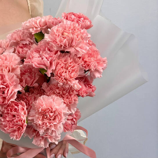 Монобукет №117, 45 розовых диантусов