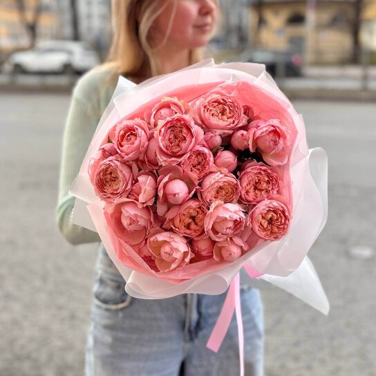 Монобукет №221 из пионовидной розы Джульетта Фото 3