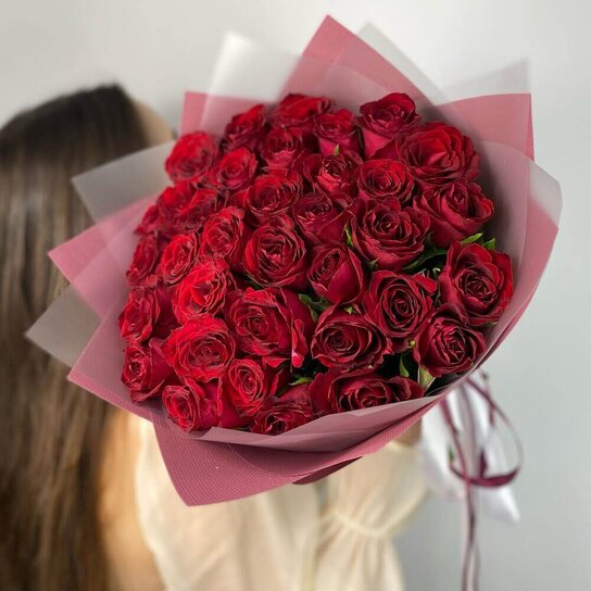 Монобукет №244 из 35 красных роз Фото 3