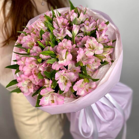 Монобукет №249 Букет розовых альстромерий Фото 2
