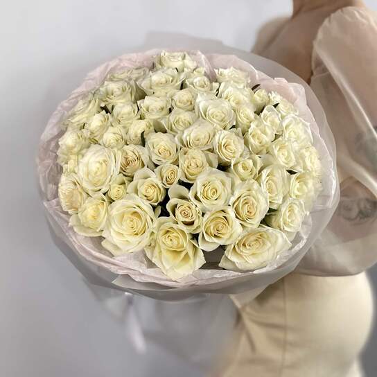 Монобукет №157 из 51 белой роз