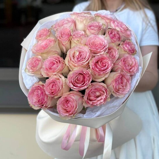 Монобукет №169 из 25 крупных роз Эсперанса Фото 3