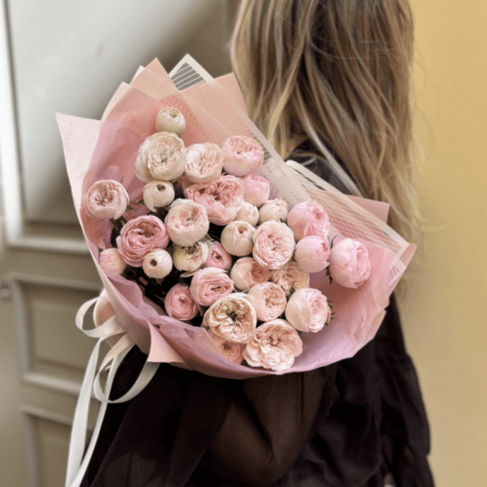 Монобукет №236 из кустовых роз Менсфилд Парк 9 шт Фото 4