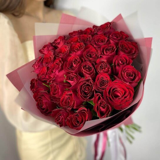 Монобукет №244 из 35 красных роз Фото 2