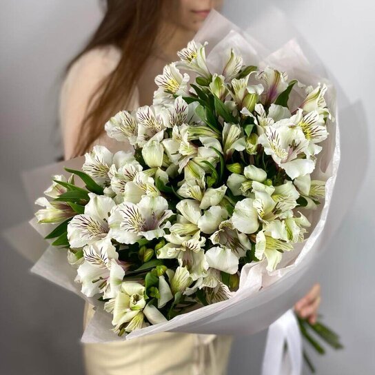 Монобукет №250 Букет белых альстромерий Фото 2