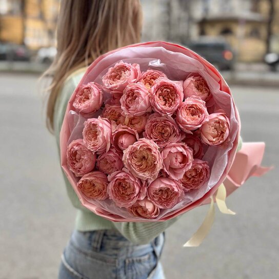 Монобукет №222 из пионовидной розы Джульетта Фото 3