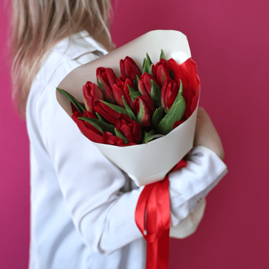 Монобукет №192 из 11 красных тюльпанов Фото 2