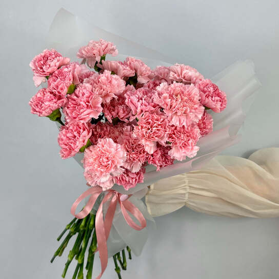 Монобукет №117, 45 розовых диантусов