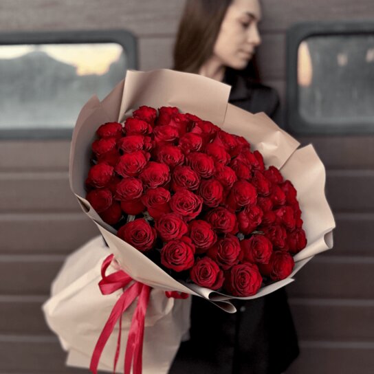 Монобукет №321 из 51 алой розы