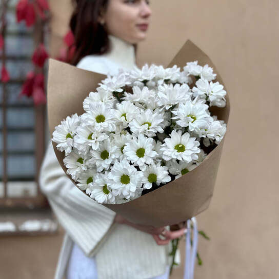 Монобукет №142 из ромашковых хризантем