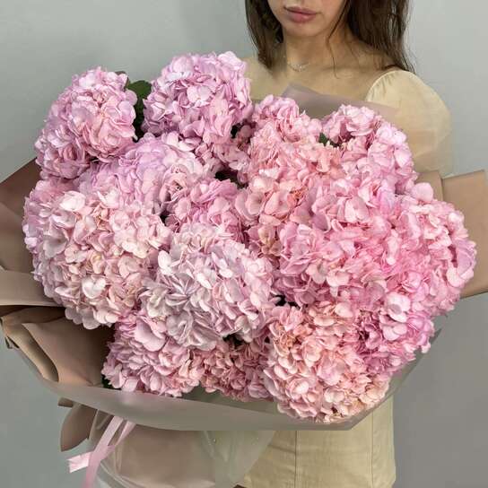 Монобукет №110, Гортензия розовая 15шт