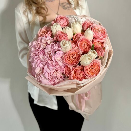 Авторский букет №208  "Розовый пух"