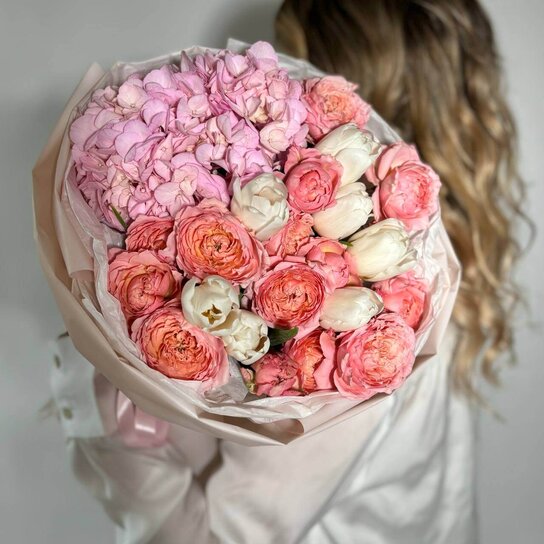 Авторский букет №208  "Розовый пух" Фото 2