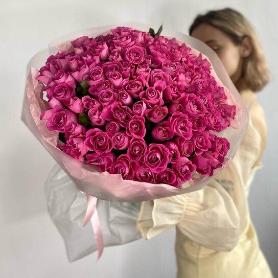 Монобукет №240 из 101 розы Аква Фото 3