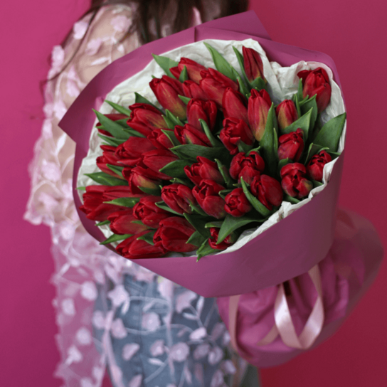 Монобукет №203 из 35 красных тюльпанов Фото 4