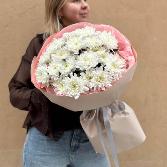 Монобукет №161 из 5 кустовых хризантем Баккарди Фото 4