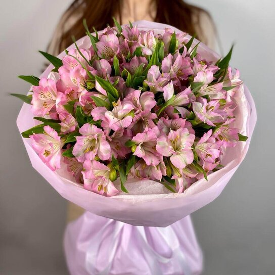 Монобукет №249 Букет розовых альстромерий Фото 3