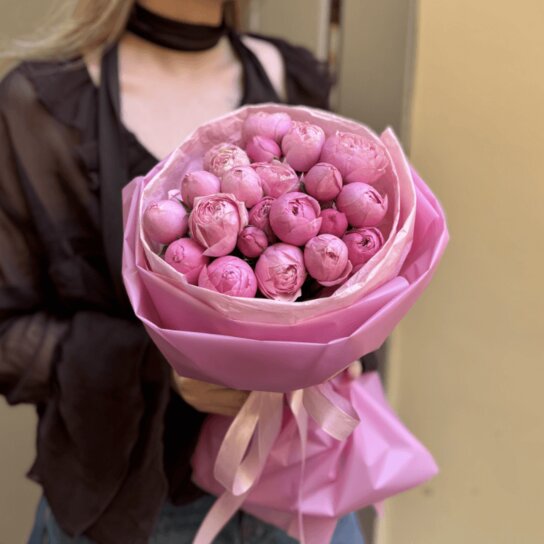 Монобукет №232 из кустовых роз Сильва Пинк 7шт