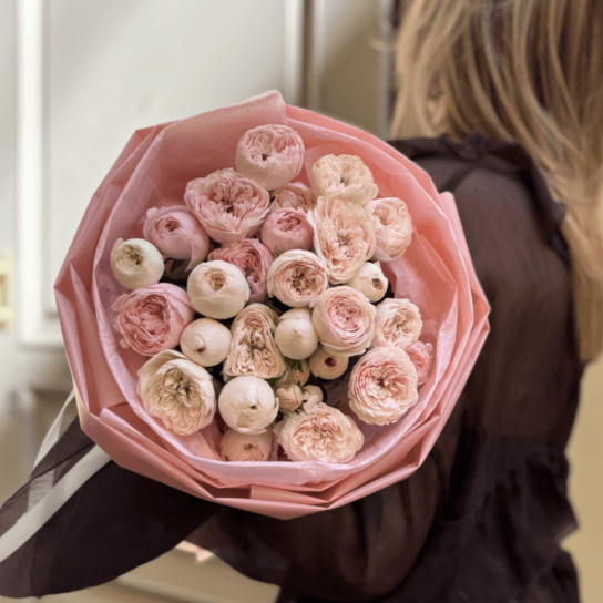 Монобукет №235 из кустовых роз Менсфилд Парк 7 шт Фото 4