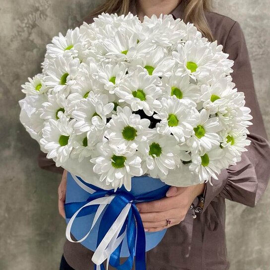 Композиция №175 Ромашковые хризантемы в коробке Фото 2