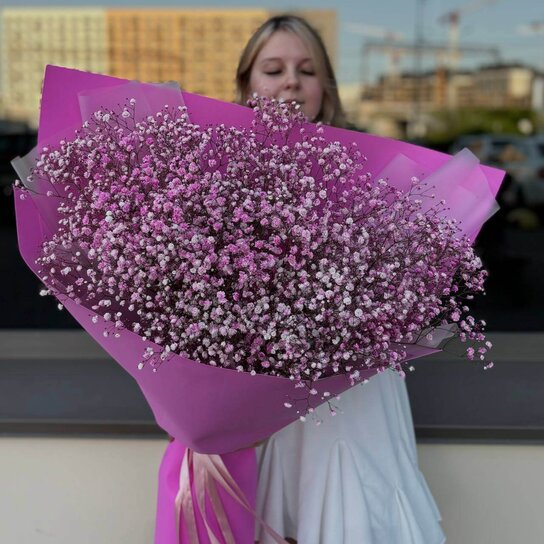 Монобукет №170 из 15 фиолетовых гипсофил