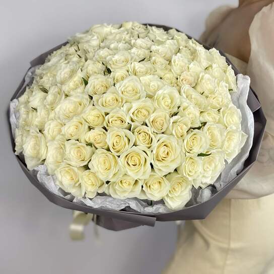 Монобукет №158 из 101 белой роз