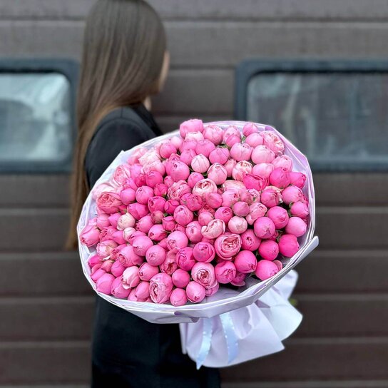 Монобукет №164 из 45 кустовых роз Сильва Пинк Фото 4