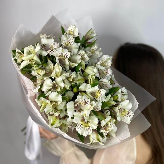 Монобукет №250 Букет белых альстромерий