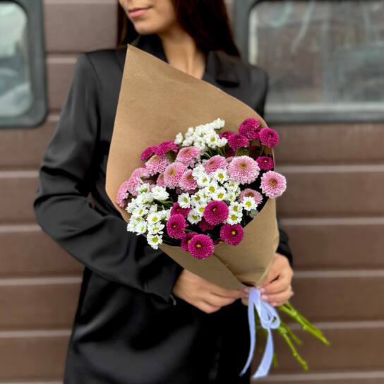 Монобукет №143 из хризантем сантини