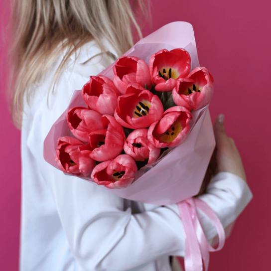 Монобукет №190 из 11 розовых тюльпанов