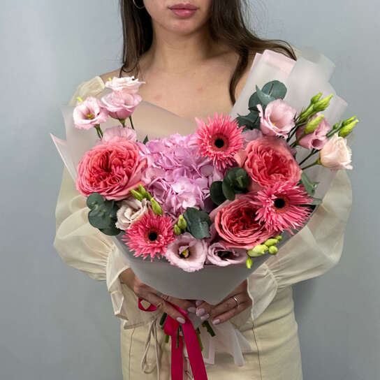 Авторский букет №118 с гермини и гортензией