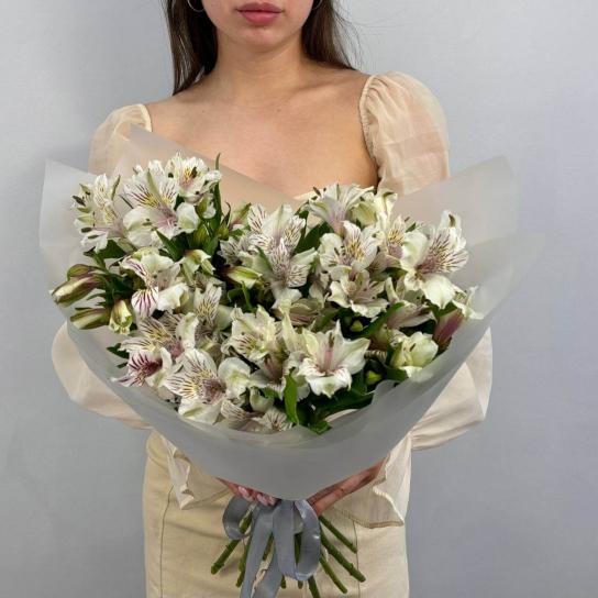 Монобукет №119, 17 белых альстромерий