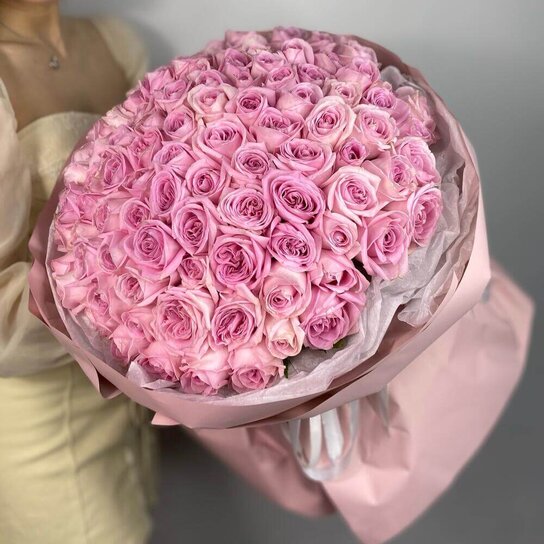 Монобукет №248 101 нежно-розовая Роза Фото 3