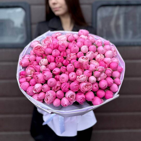 Монобукет №164 из 45 кустовых роз Сильва Пинк Фото 2