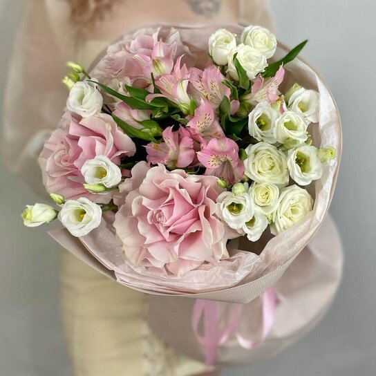 Авторский букет №267 Нежный букет из французских роз Фото 2