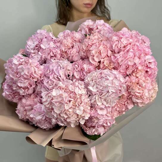 Монобукет №110, Гортензия розовая 15шт