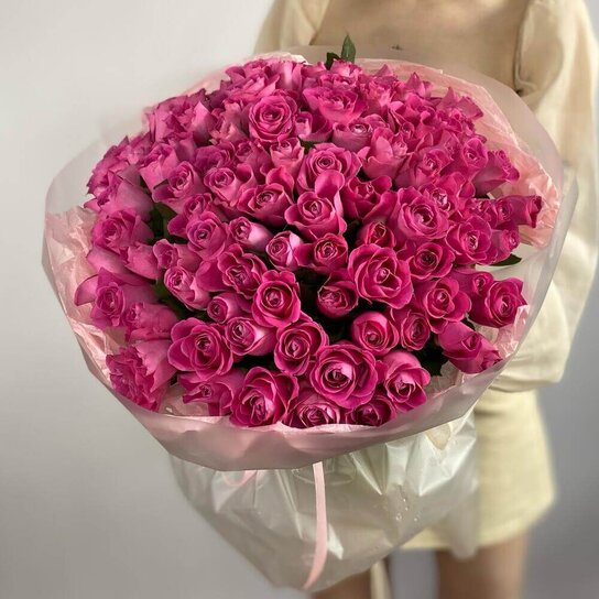 Монобукет №240 из 101 розы Аква Фото 4
