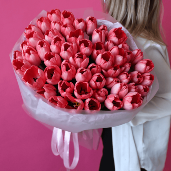 Монобукет №188 из 51 розового тюльпана Фото 3