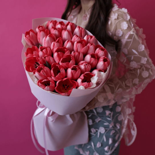 Монобукет №204 из 35 розовых тюльпанов