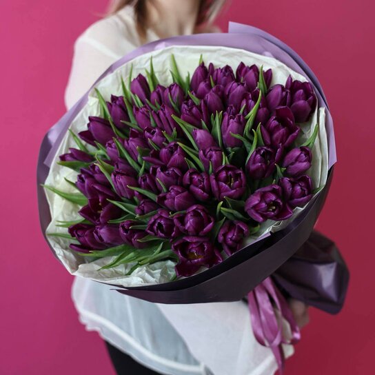 Монобукет №175 из 51 фиолетового тюльпана