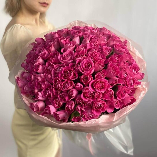 Монобукет №240 из 101 розы Аква