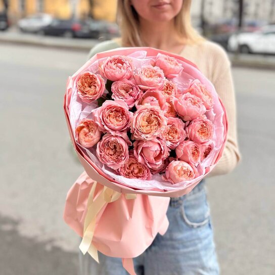 Монобукет №222 из пионовидной розы Джульетта Фото 4