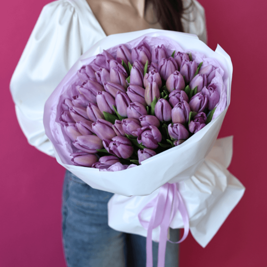 Монобукет №182 из 51 лилового тюльпана