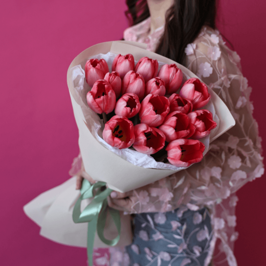 Монобукет №202 из 17 розовых тюльпанов