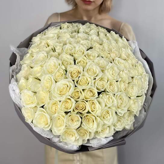 Монобукет №158 из 101 белой роз