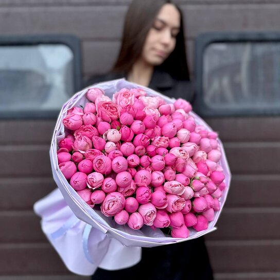 Монобукет №164 из 45 кустовых роз Сильва Пинк Фото 3