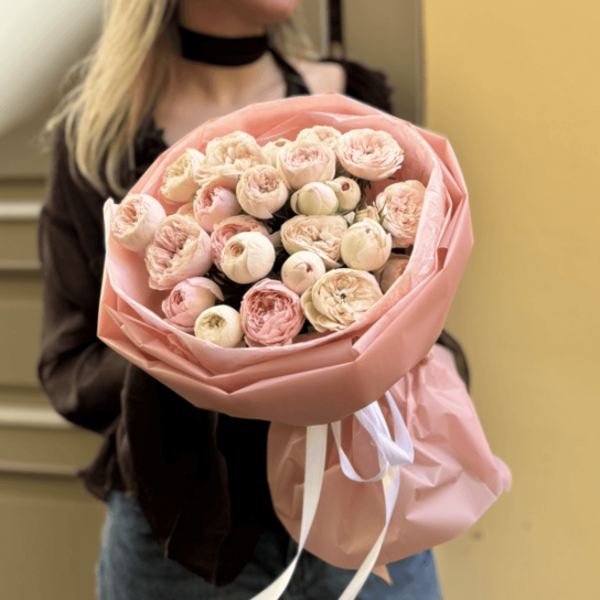 Монобукет №235 из кустовых роз Менсфилд Парк 7 шт Фото 3