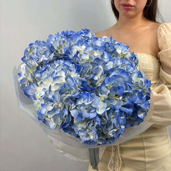 Монобукет №128, Гортензии голубые 7шт