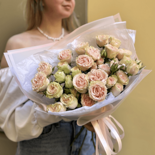 Монобукет №238 из кустовых роз Аврора Фото 3